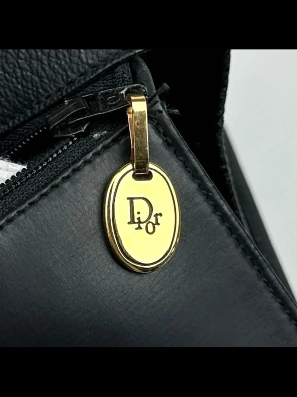 Dior Black Leather Clutch with Gold Chain Detail